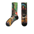 3D -печать золотой шелк счастливые носки на заказ рисунок женский экипаж носки для суши -подростки.